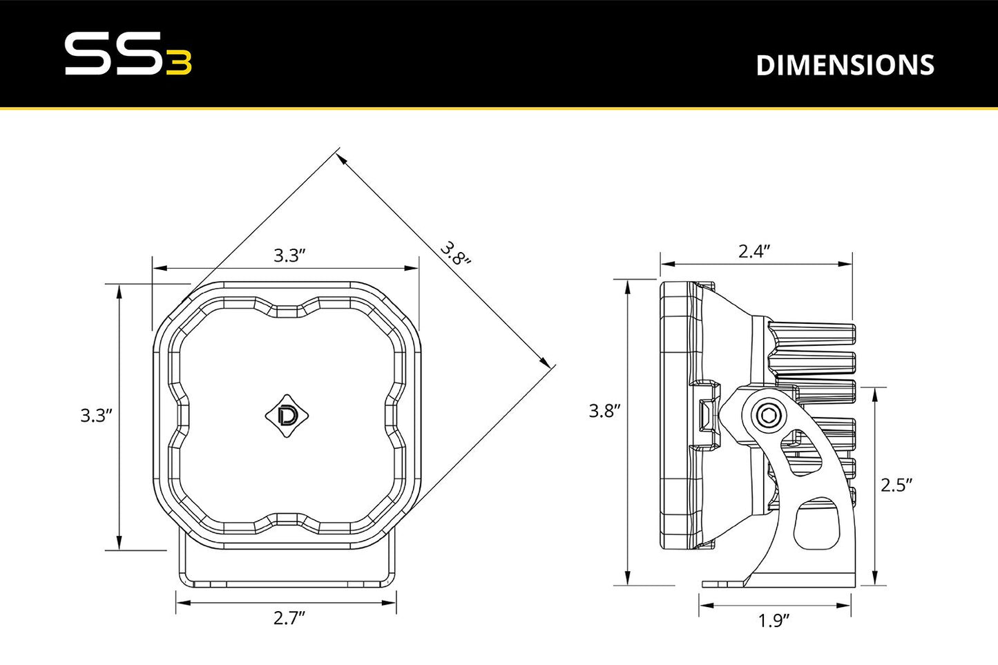 Diode Dynamics SS3 Yellow LED Pod (Pair)